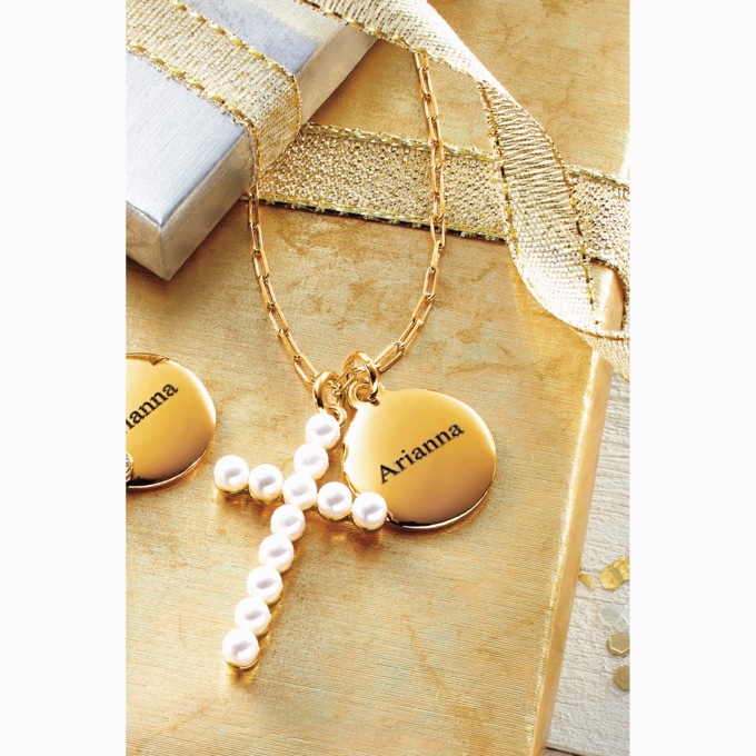 Personalized Name Round Charm/Cross Pendant, , large