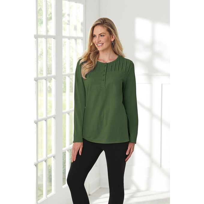 Easy Essentials&trade; Long-Sleeve Pintuck Top, , large