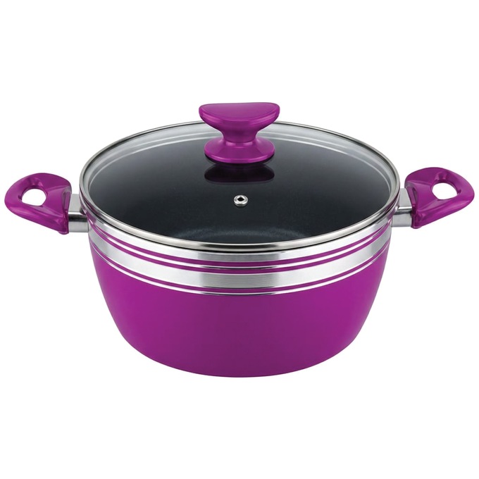 Chef Tested 8-Piece Ceramic Banded Cookware Set by Wards, Purple, large