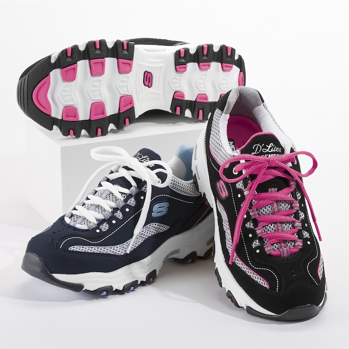 Women's Skechers D'Lites - Life Saver Shoe, Black White Pink, large