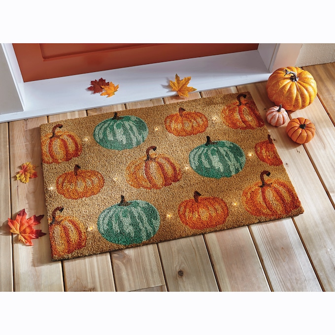 Lit Pumpkin Indoor/Outdoor Mat - 20" x 30", , large