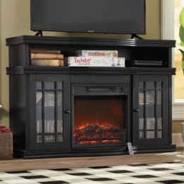 Black Media Fireplace, , large