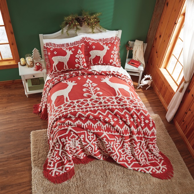 Fair Isle Chenille Bedspread, , large