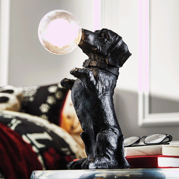 Bubble Gum Dachshund Lamp, Black, large