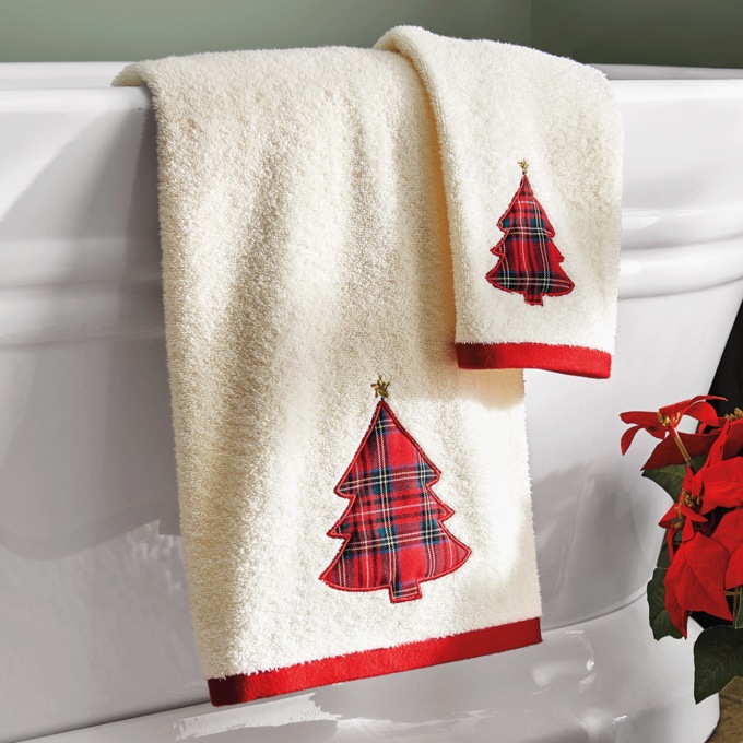 Plaid Tree 2-Piece Bath Towel Set, , large