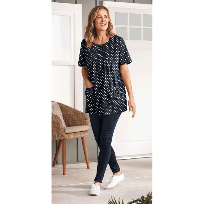 Women's Cotton Knit Tunic with Patch Pockets, , large