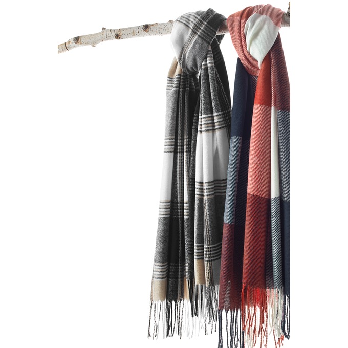 Classic Checkered Scarf, White, large