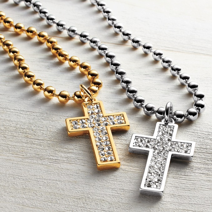 Men's Crystal Pav&eacute; Cross Pendant, , large