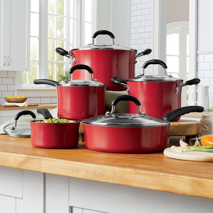 Chef Tested 10-Piece Aluminum Flared Cookware Set by Wards, , large