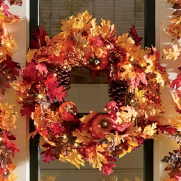 Lit Fall Wreath, , large