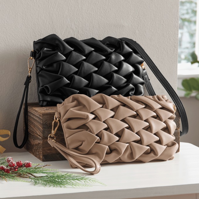 Textured Wristlet Crossbody Bag, , large