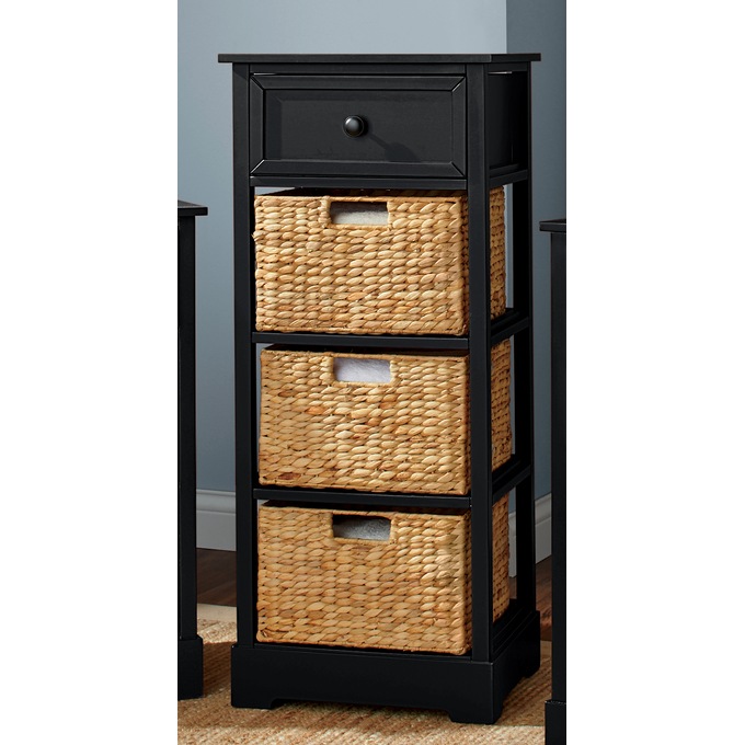 Black Storage Basket Cabinet