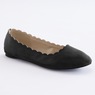 Scalloped Faux-Suede Flat for Women, Black, large