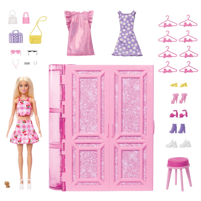 Barbie Dream Closet Playset with Doll, Pink, large
