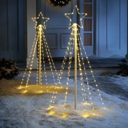 Set of 2 Lit Christmas Pull-Up Trees, , large