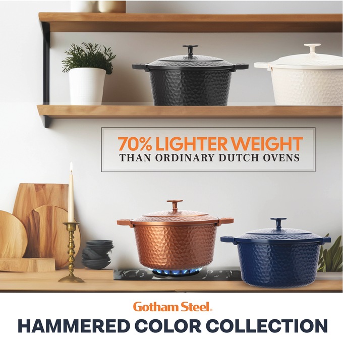 Gotham Steel 5-Quart Hammered Dutch Oven, , large
