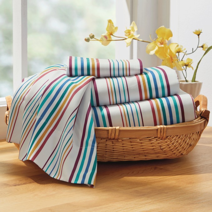 Color Connection Microfiber Striped Sheet Set, , large