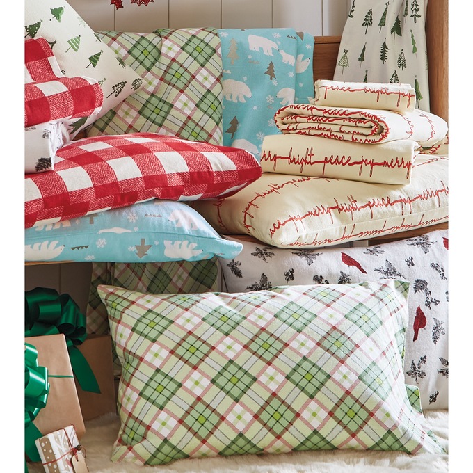 Green Plaid Flannel Sheet Set, , large
