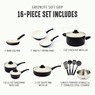 GreenLife 16-Piece Soft-Grip Cookware Set, Black, large