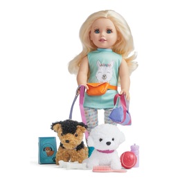 Dog Walking 18&quot; Doll Set, , large