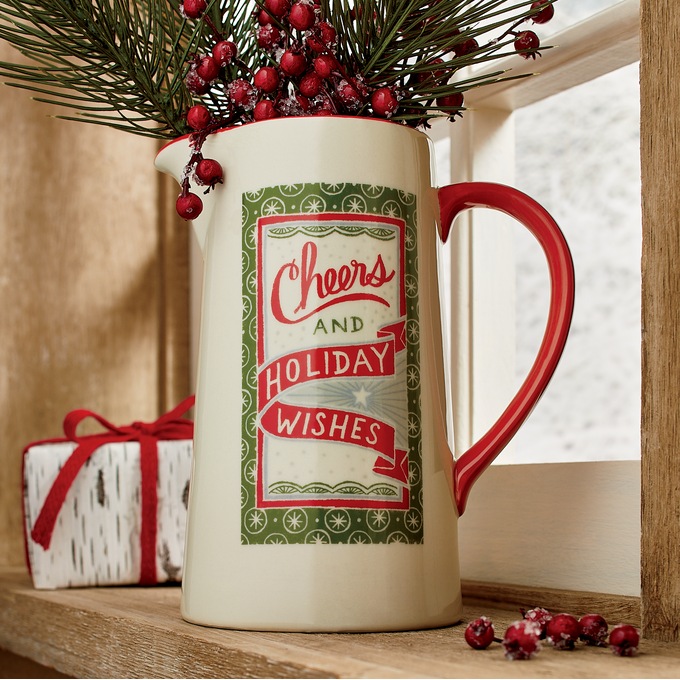 Holiday Wishes Stoneware Pitcher, , large