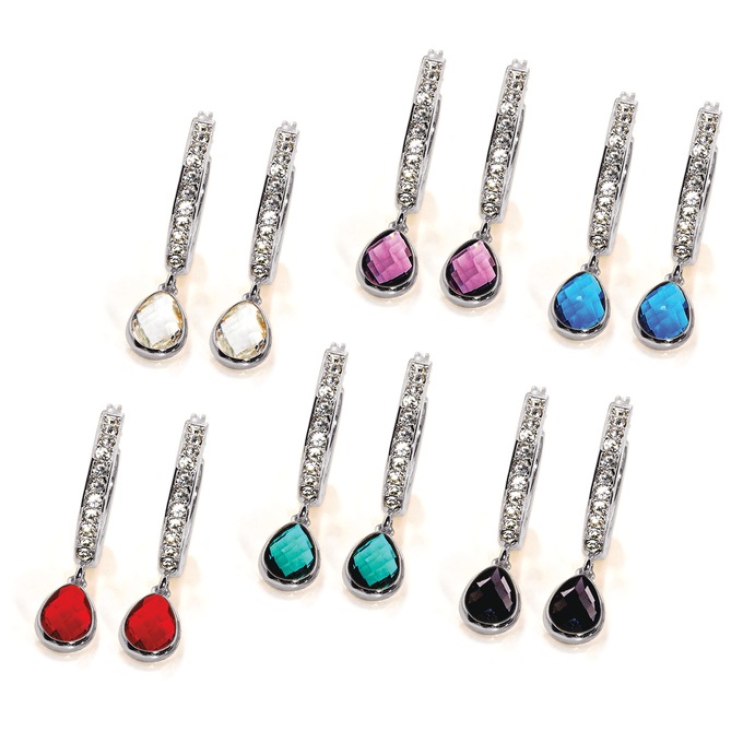 Crystal Jeweltone Dangle 6-Pair Earring Set, , large