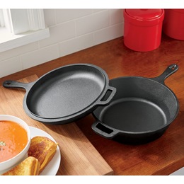 Pre-Seasoned Cast Iron 2-In-1 Combo Cooker, , large