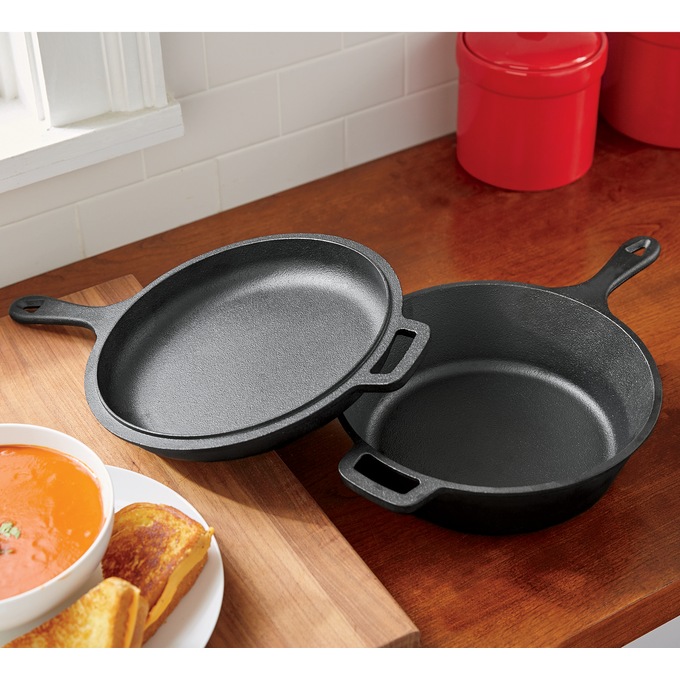 Pre-Seasoned Cast Iron 2-In-1 Combo Cooker, , large