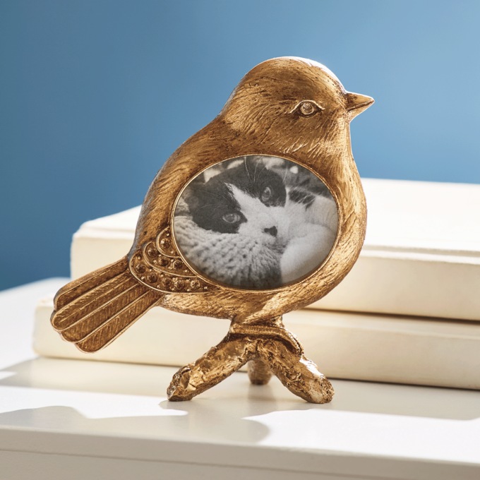 Small Figural Photo Frame, Gold, large