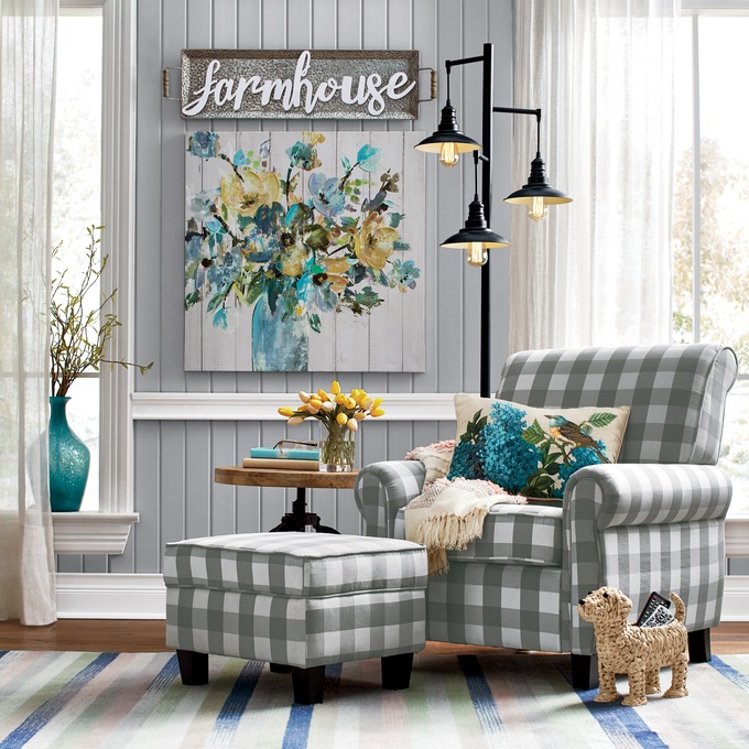 Cool Blue Floral Canvas, , large