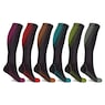 6-Pack Copper Compression Socks, Black/Multi, large