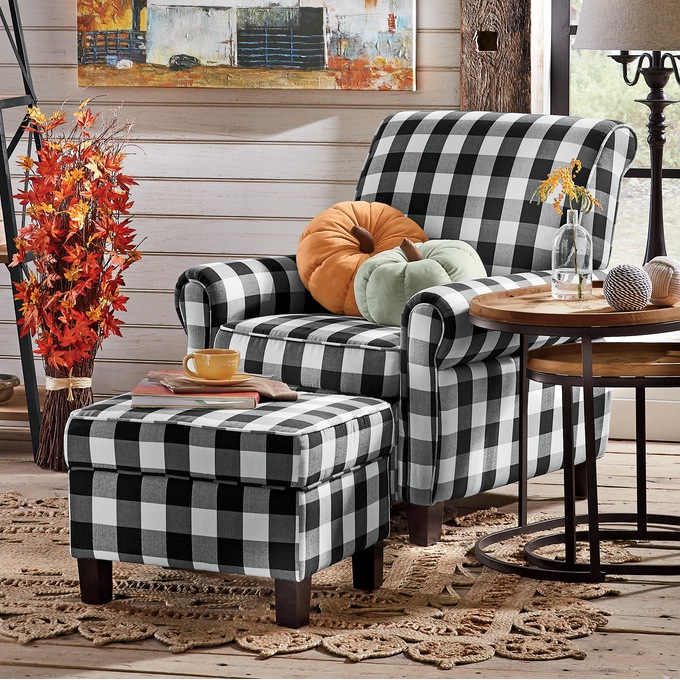 Buffalo Check Armchair and Ottoman, , large