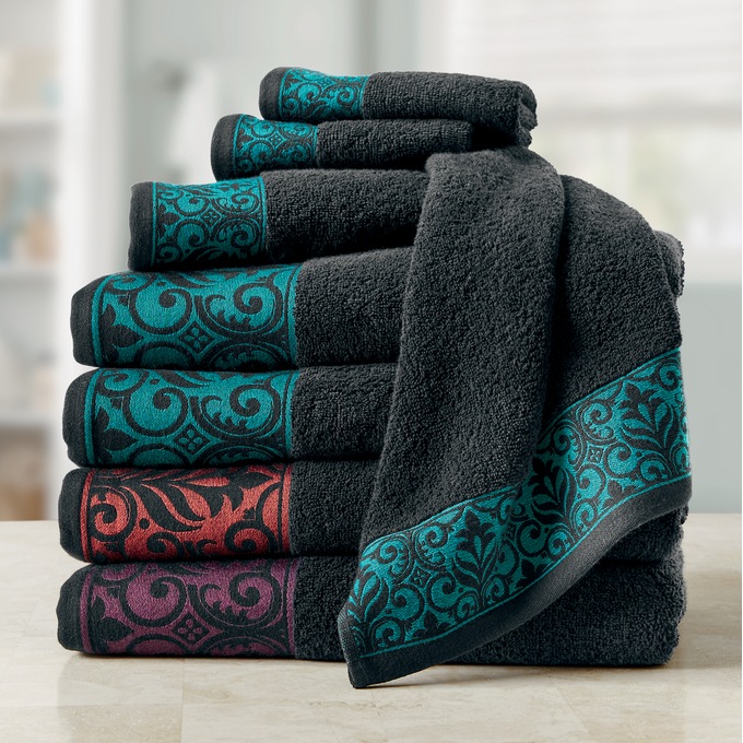 6-Piece Color Connection Damask Towel Set, , large