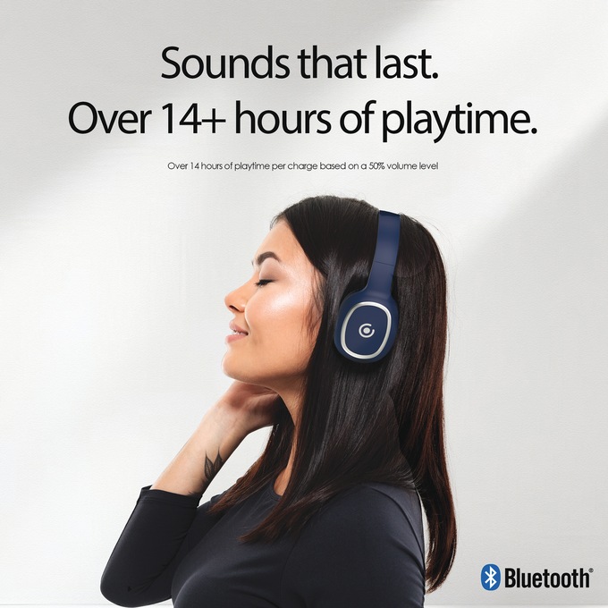 Core Innovations Wireless Bluetooth Headphones, Navy, large