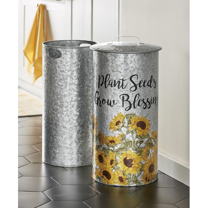 Sunflower Garden Trash Can, , large