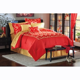 Cherry Blossom Jacquard 10-Piece Bed Set and Window Treatments, , large