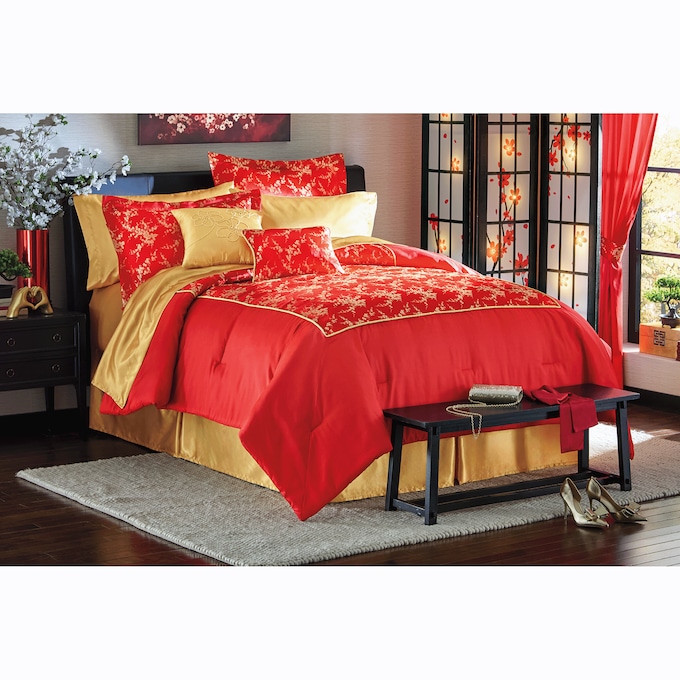 Cherry Blossom Jacquard 10-Piece Bed Set, , large