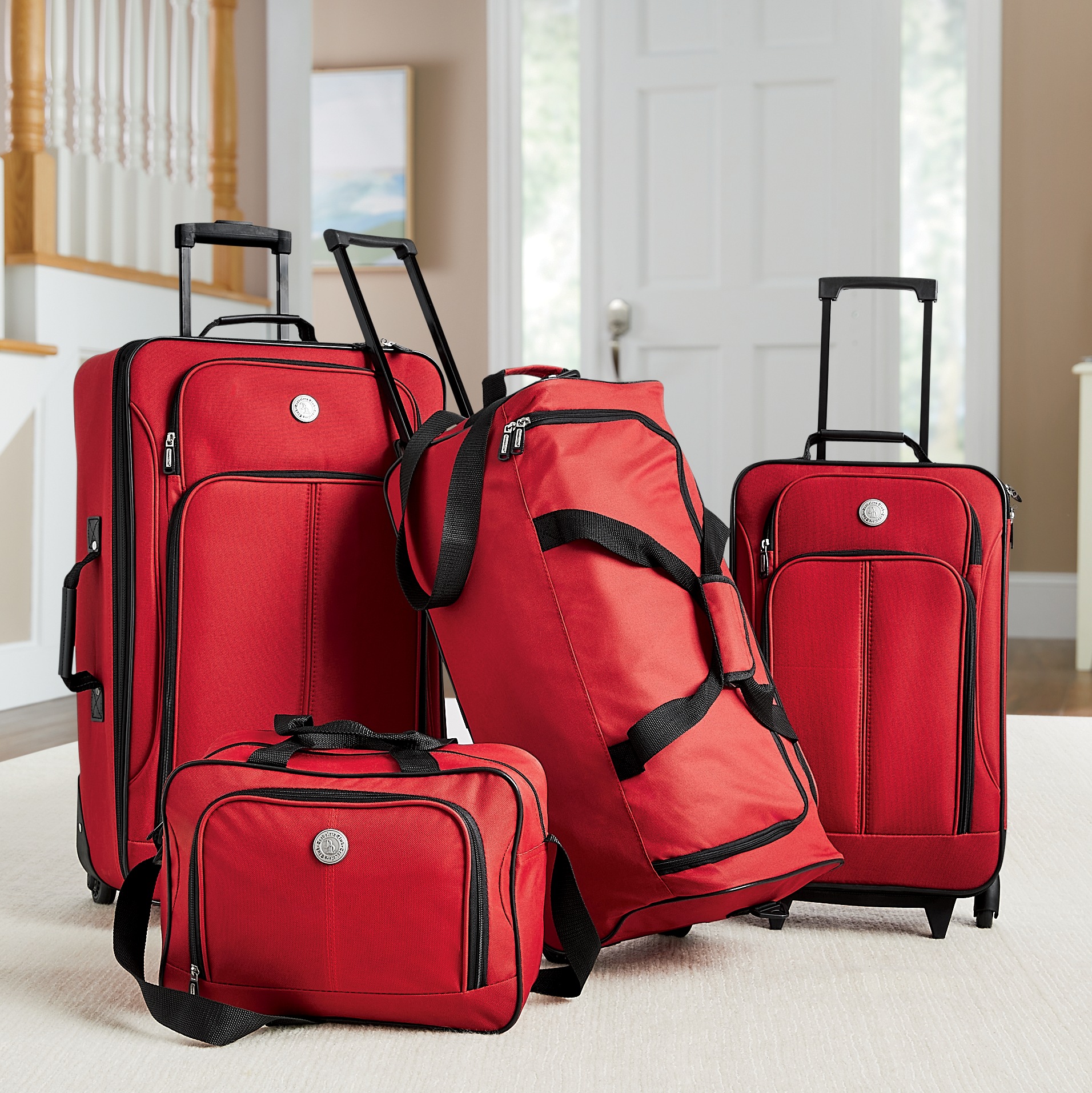 Travelers Club 4-Piece Travel Luggage Set, Red, large