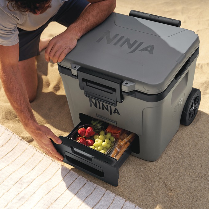 Ninja FrostVault 30-Quart Wheeled Cooler with Dry Zone, Gray, large