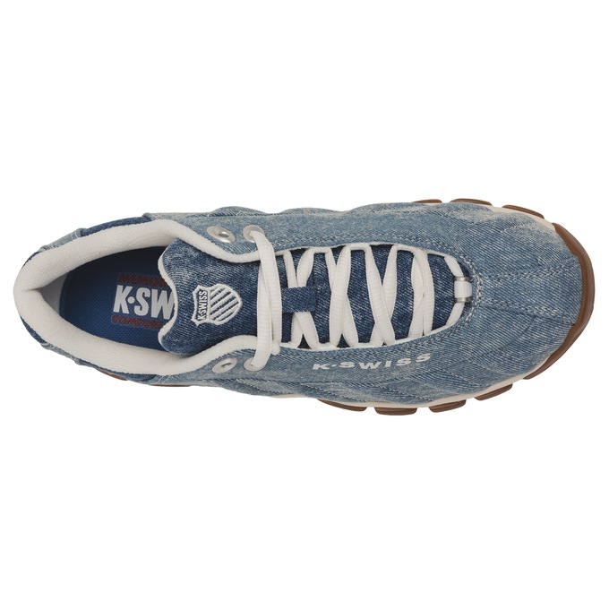 K-Swiss Women's ST329 Genuine Leather Cross Training Shoe, Blue Acid Wash Denim, large