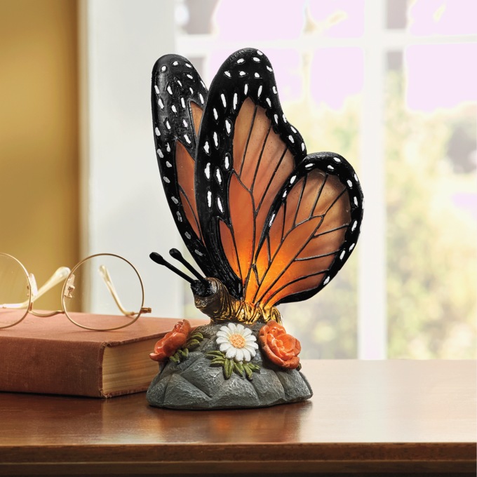 Lit Monarch Butterfly Figurine, Multi, large