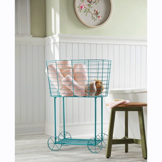 Vintage Rolling Laundry Cart, , large