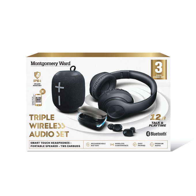 Montgomery Ward 3-Piece Wireless Audio Kit, Black, large