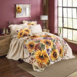 Maren Sunflower Oversized Quilt and Sham, , large