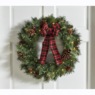 Lit Faux-Cashmere and Pine Wreath, , large