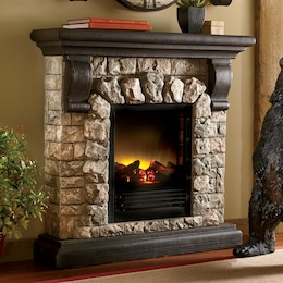 Faux Stone Electric Fireplace, Rustic, , large