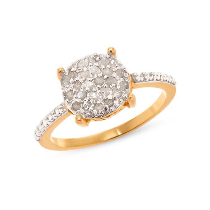 Diamond Round Cluster Ring, , large