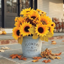 Outdoor Faux Potted Sunflower, , large