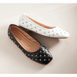 Classique Quilted Stud Ballerina, , large