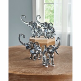 Set of 4 Glass Elephants, , large